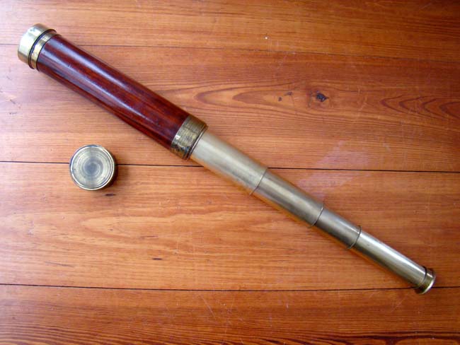 A fine 19th century mahogany barreled four-pull telescope circa 1840-1850